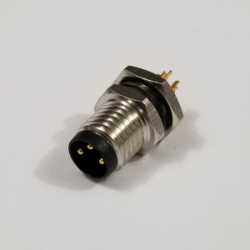 M8 front mount male bulkhead M8-3B-P, M8 3 pin bulkhead male connector, m8 sensor cable connector